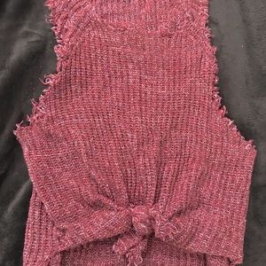 Knitted tank with tie front